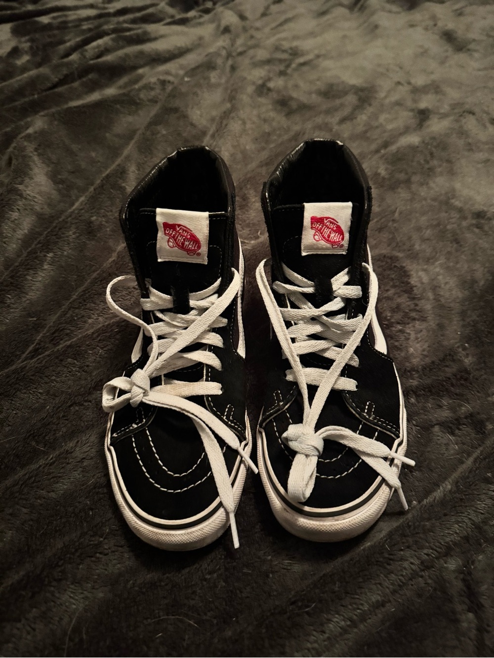 Vans Black and White High-Top Skate Sneakers